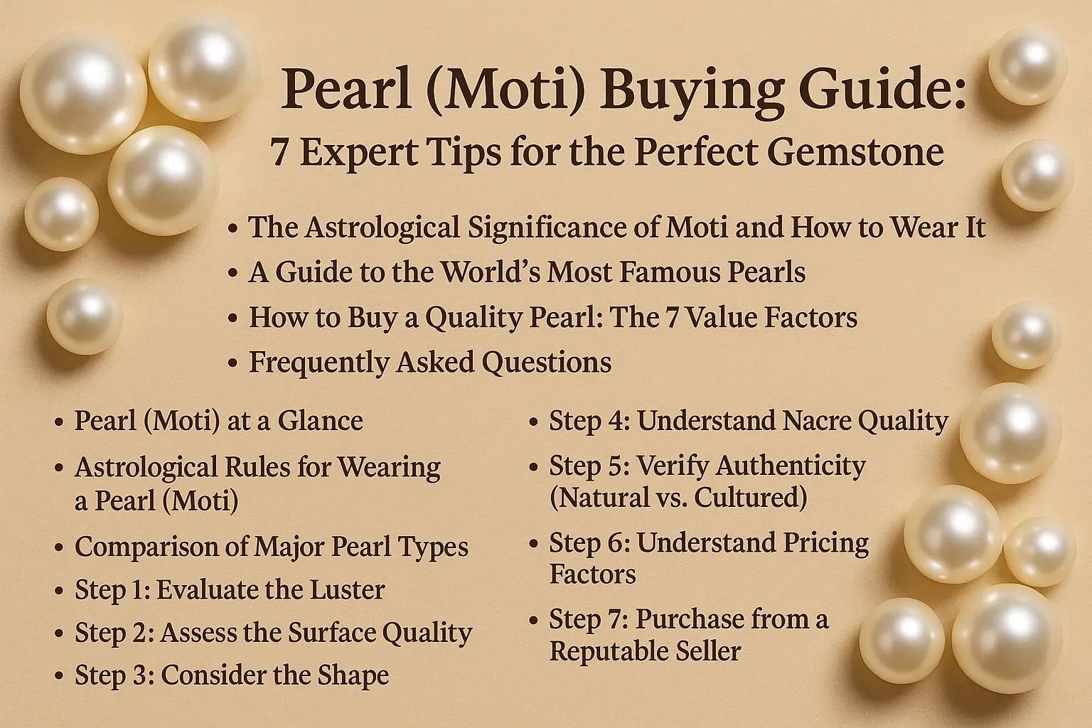 A collection of high-quality, lustrous Pearls (Moti) on a soft surface.