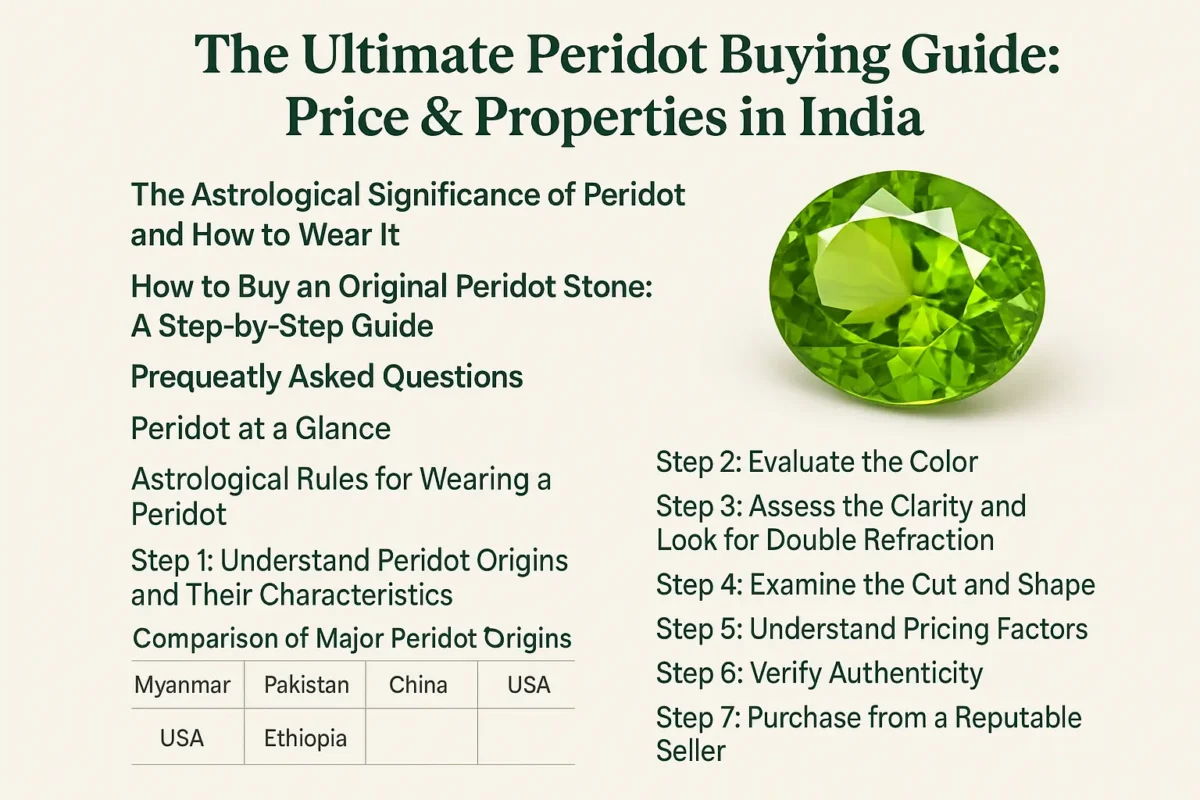 Understanding Peridot’s Unique Properties, Pricing, and Value 23 Lime-green faceted peridot with eye-clean clarity under studio light.