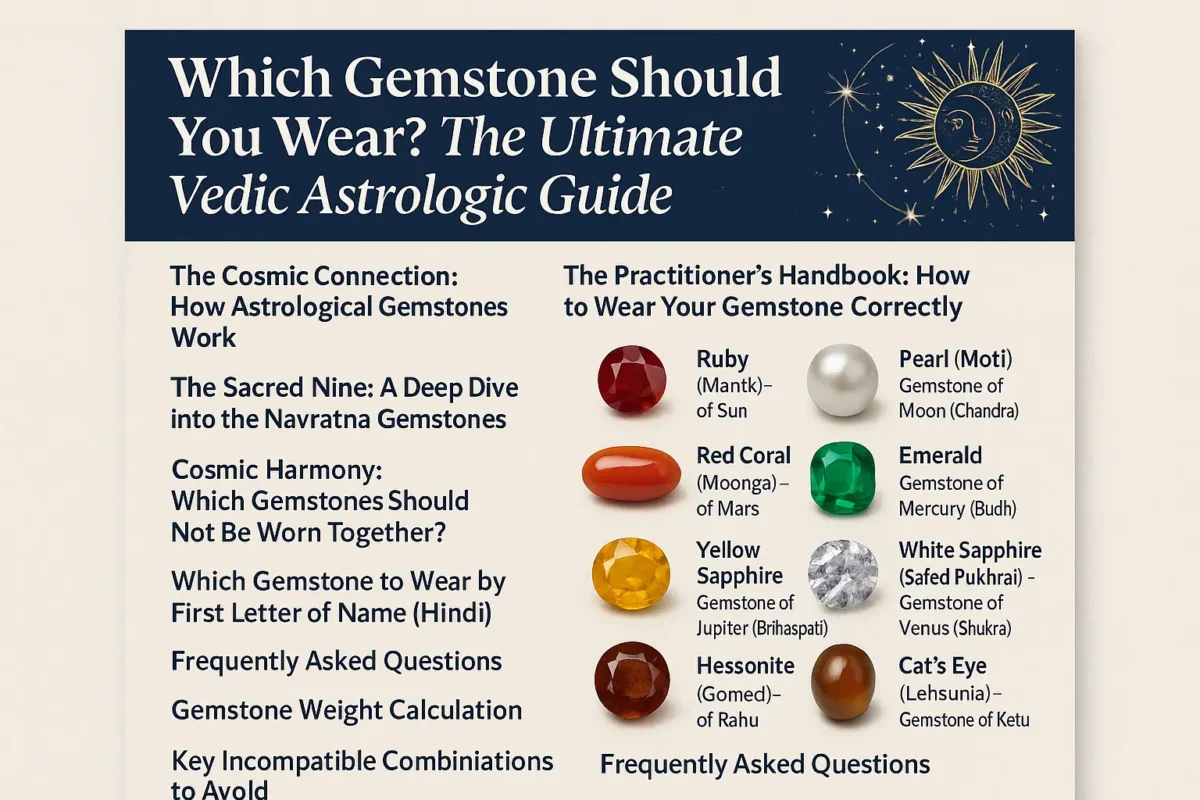 Which Gemstone Should I Wear & Do They Really Work? A Complete Guide with Zodiac Table 9 Zodiac wheel with matching gemstones for each rashi sign.