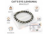 Cat’s Eye Lehsunia bracelet with bead size carat details and ISO lab certification