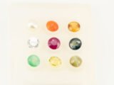 Certified Navratna Stone Set नवरत्न with Pearl, Red Coral, Hessonite, American Diamond, Ruby, Blue Sapphire, Emerald, Yellow Sapphire, Cat's Eye