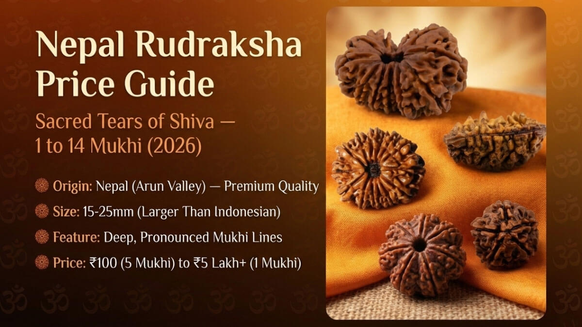 Authentic Nepal Rudraksha beads showing different Mukhi faces - sacred Shiva seeds with deep grooves