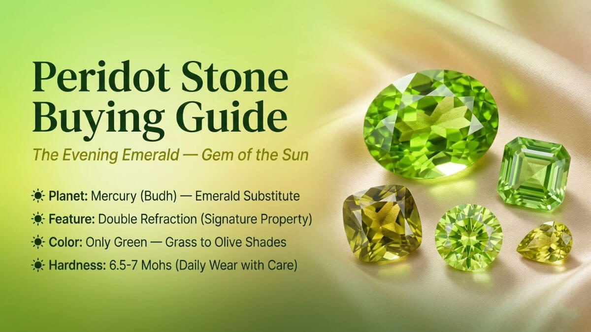 Peridot Stone Meaning, Properties & Price Guide for India (2026) 29 Faceted green Peridot gemstones in grass to olive shades - Mercury Emerald substitute Evening Emerald guide