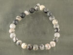 Natural Spider Web Agate bracelet with grey white web pattern beads