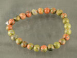 Natural Unakite bracelet with green and pink round beads