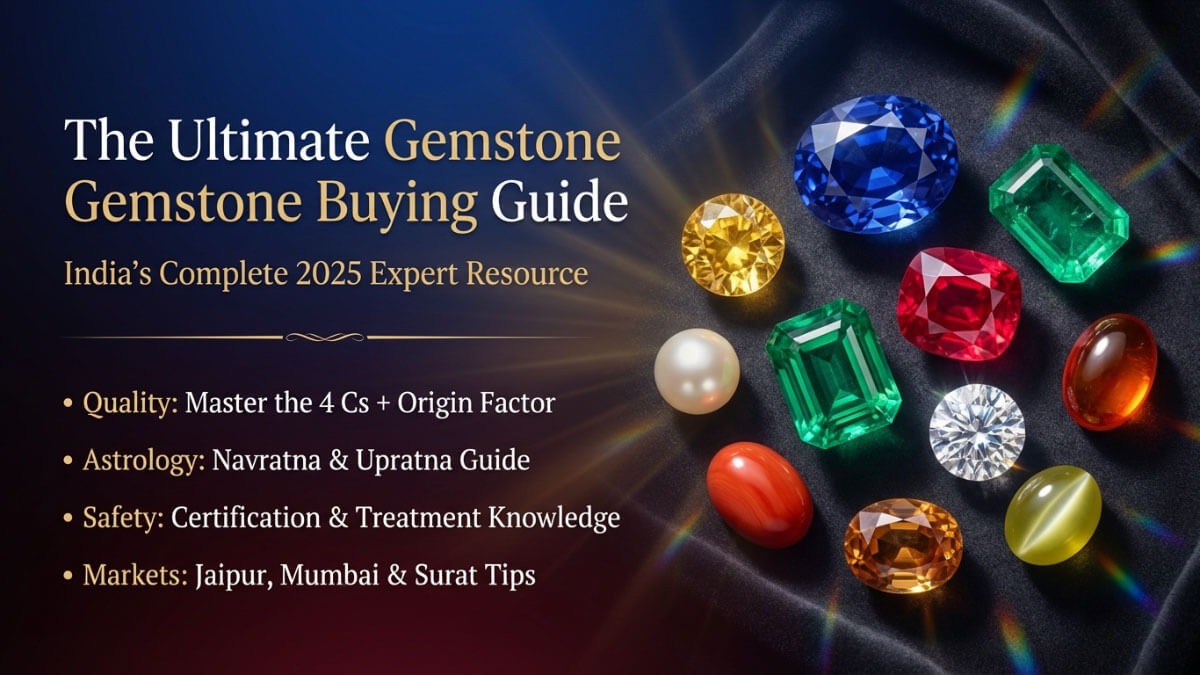 Collection of precious gemstones - Blue Sapphire Ruby Emerald Pearl Yellow Sapphire Diamond on dark velvet India guide
