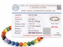 TSGTL2182 certificate with 7 Chakra bracelet beads on white background (99 cts)