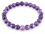 Amethyst bracelet with natural purple round beads 8mm on white background