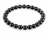 Black Obsidian bracelet with natural black round beads 8mm on white background