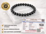 Certified Black Obsidian bracelet with lab certificate and premium display