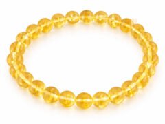 Citrine bracelet with natural yellow round beads 8mm on white background
