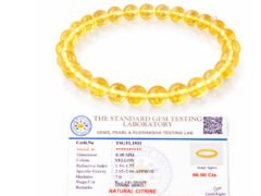 Citrine bracelet with lab certificate TSGTL1931 showing 8mm beads