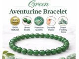 Green Aventurine bracelet infographic showing 8mm beads natural stone and elastic fit