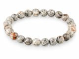 Grey Jasper bracelet with natural grey multicolor round beads 8mm on white background