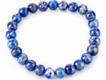 Lapis Lazuli Lajvanti bracelet with natural blue round beads 8mm on white background