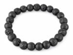 Lava Quartz diffuser bracelet with natural black porous round beads 8mm on white background