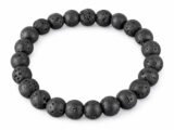 Lava Quartz diffuser bracelet with natural black porous round beads 8mm on white background
