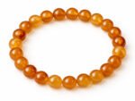 Natural Yamini Hakik Yellow Agate 8mm round bead bracelet isolated on a plain white background.