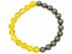 Citrine and pyrite bead bracelet 12 citrine and 12 pyrite beads
