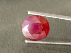 African Ruby 3.57 Carat close-up showing natural red tone