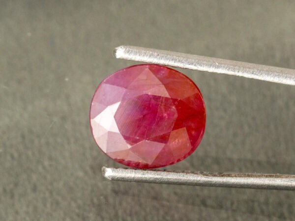 African Ruby 3.57 Carat close-up showing natural red tone