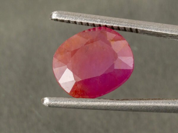 African Ruby 3.61 Carat close-up showing natural red tone