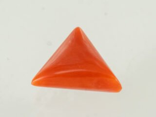 Italian red coral moonga 4.24 carat main view triangle cabochon stone