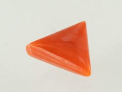Italian red coral moonga 4.24 carat back profile triangle cabochon