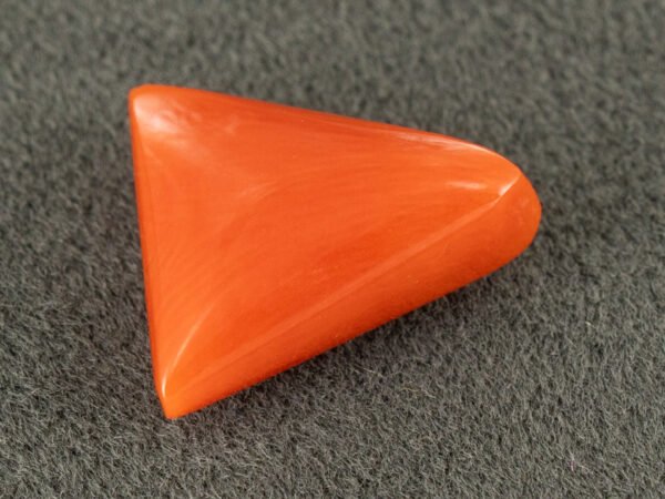 italian red coral moonga 4.26 carat back profile triangle gemstone