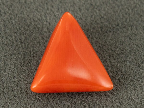italian red coral moonga 4.31 carat back profile triangle gemstone