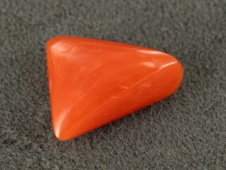 italian red coral moonga 4.32 carat primary set 2 view triangle gemstone