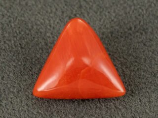 italian red coral moonga 4.33 carat main view triangle cabochon gemstone