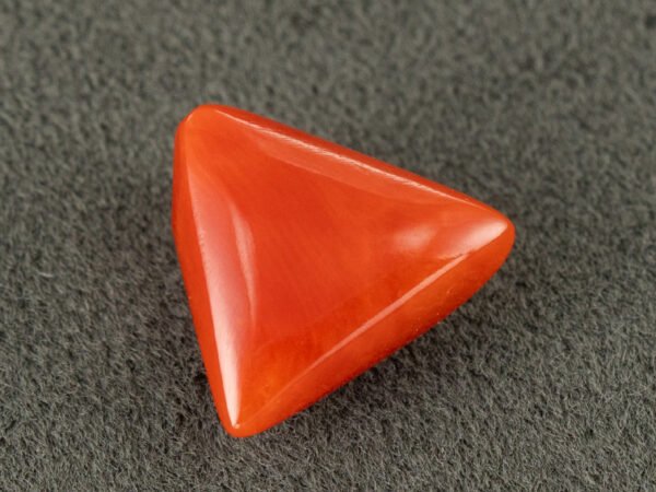 italian red coral moonga 4.33 carat side profile triangle cabochon
