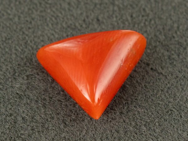 italian red coral moonga 4.33 carat main view triangle cabochon gemstone