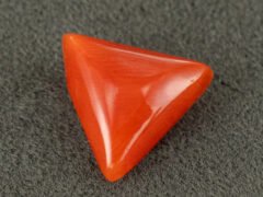 italian red coral moonga 4.33 carat side profile triangle cabochon