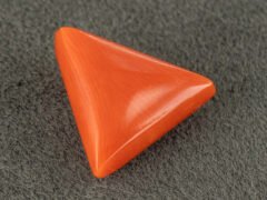 italian red coral moonga 4.33 carat side profile triangle cabochon