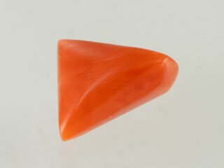 italian red coral moonga 4.35 carat main view triangle cabochon gemstone
