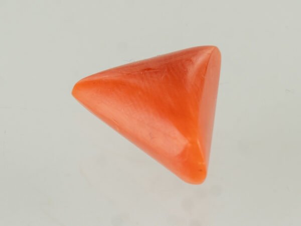 italian red coral moonga 4.35 carat back profile triangle gemstone
