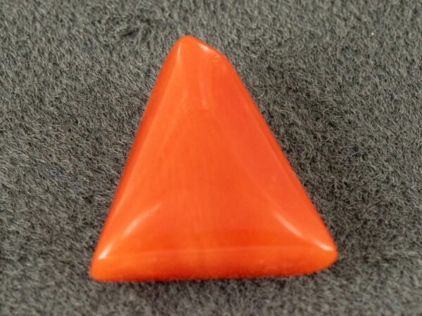 italian red coral moonga 4.35 carat alternate angle triangle cabochon