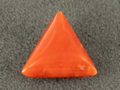 italian red coral moonga 4.36 carat main view triangle cabochon gemstone