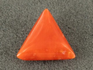 italian red coral moonga 4.36 carat main view triangle cabochon gemstone