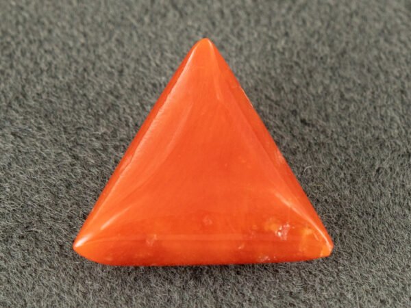 italian red coral moonga 4.36 carat main view triangle cabochon gemstone
