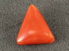 italian red coral moonga 4.36 carat back profile triangle gemstone