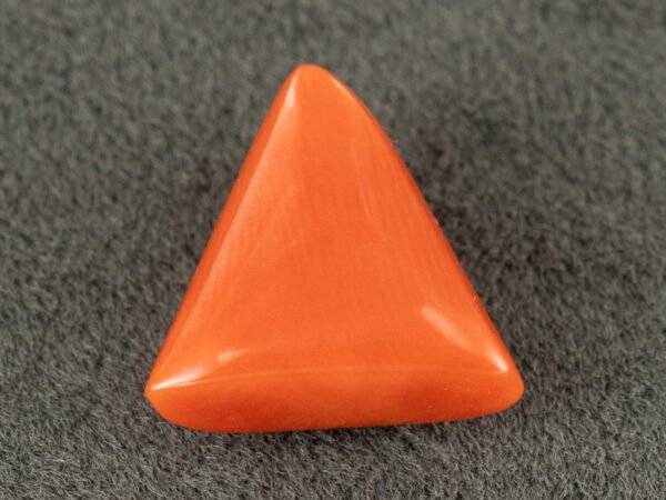 italian red coral moonga 4.38 carat alternate angle triangle gemstone