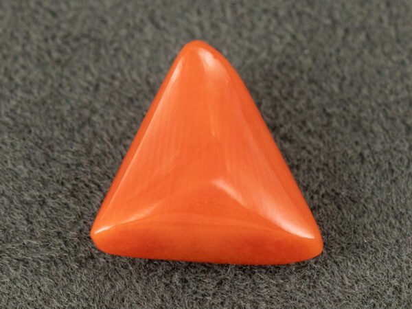 italian red coral moonga 4.38 carat back profile triangle gemstone