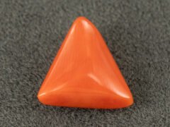 italian red coral moonga 4.38 carat back profile triangle gemstone