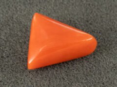 italian red coral moonga 4.38 carat side profile triangle cabochon