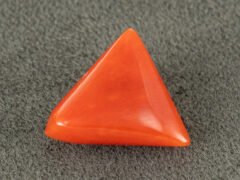 italian red coral moonga 4.39 carat back profile triangle gemstone
