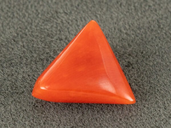 italian red coral moonga 4.39 carat back profile triangle gemstone