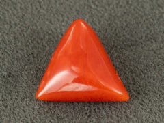 italian red coral moonga 4.39 carat side profile triangle cabochon
